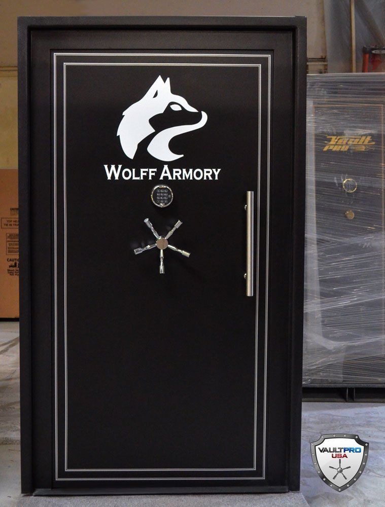 armory vault door with custom art and logo