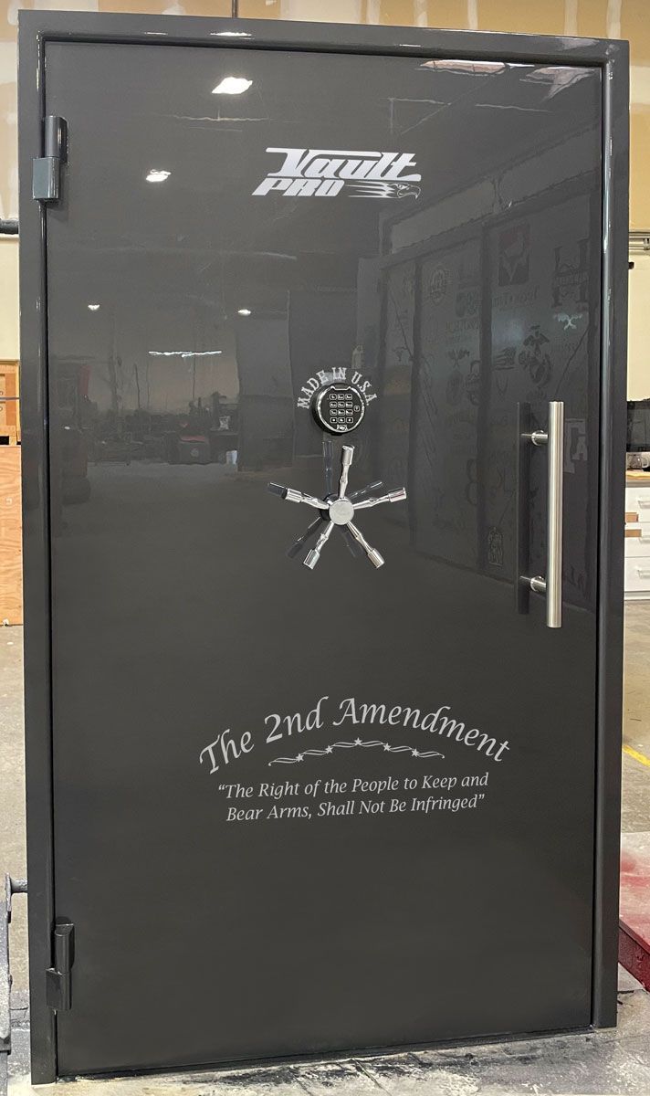 Atlas Vault Door in Anthracite gray gloss finish and 2nd Amendment