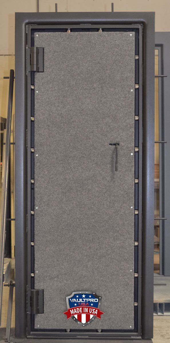 Titan in-swing vault door with optional pour in place frame with rebar extensions.