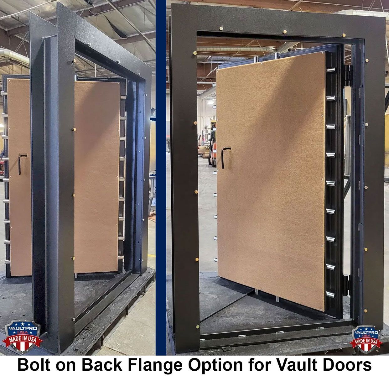 Bolt on back flange for vault door option. Call 800-299-6929 for more information from Vault Pro USA