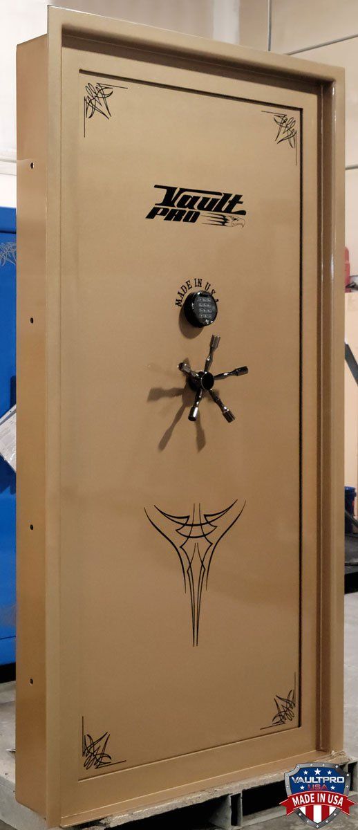 Custom vault door in bronze gold finish made in USA by Vault Pro