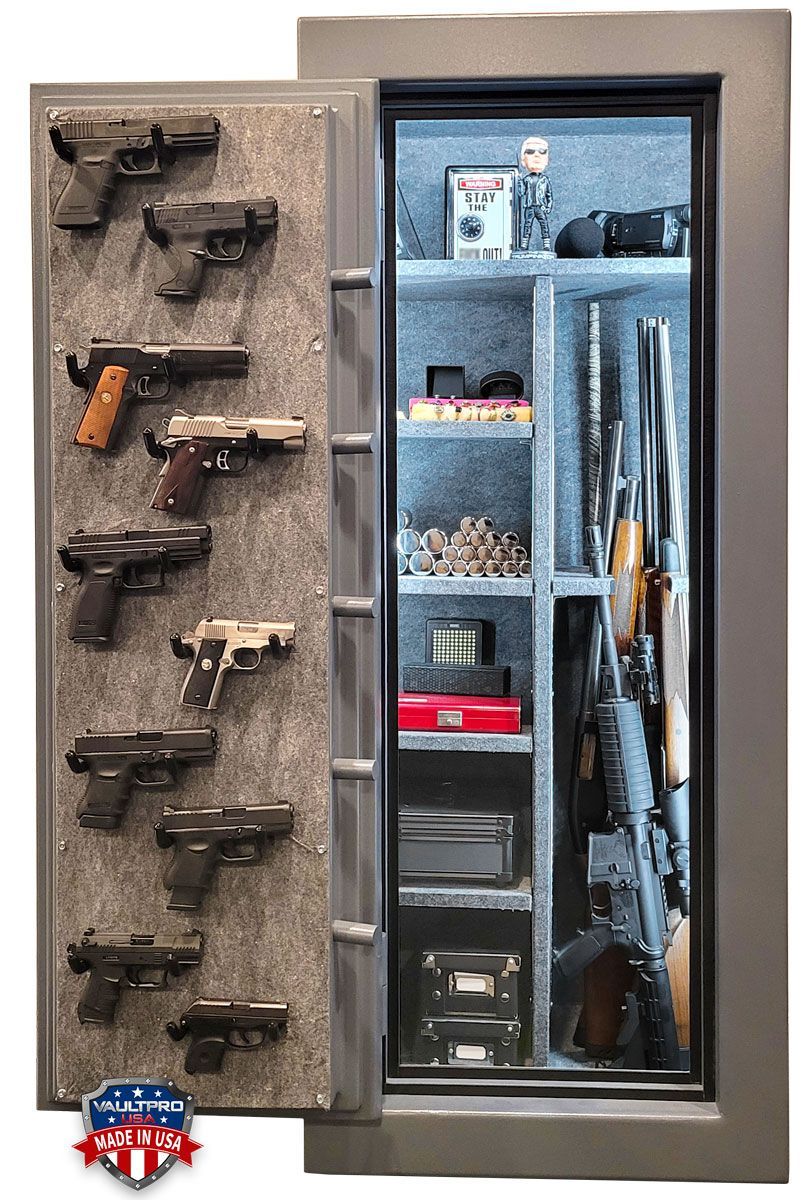 safe with long gun racks and shelves