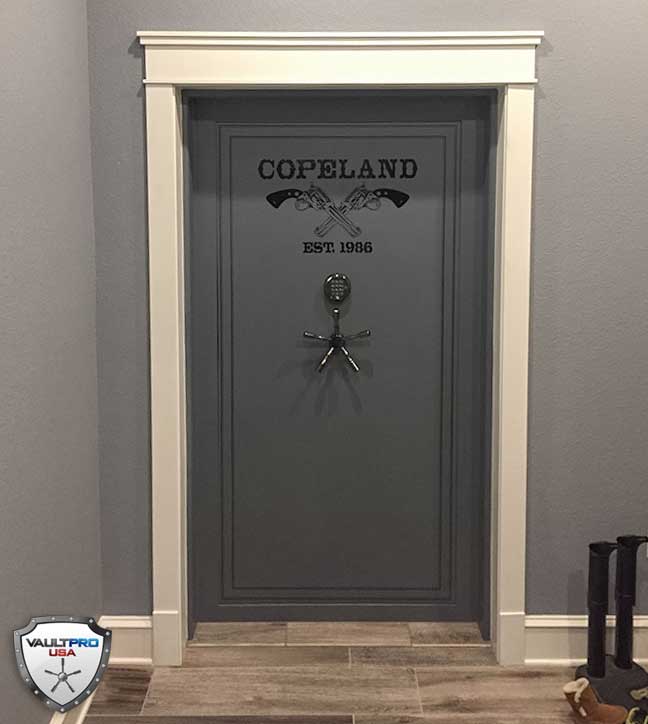 Custom paint and graphics on vault door.