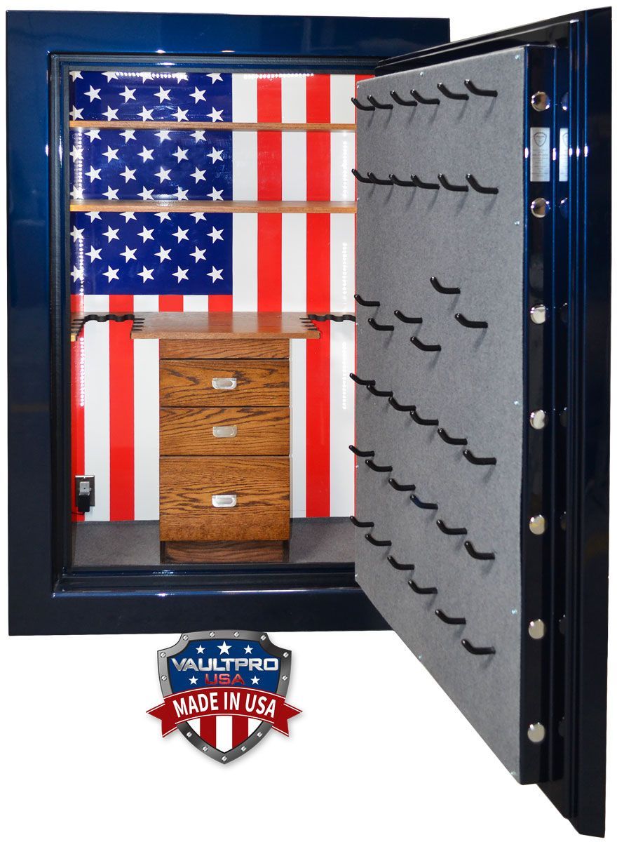 custom gun safe interior with American flag