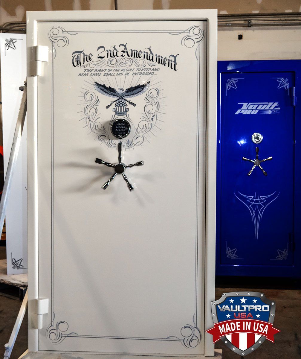 Vault door with custom hand painted 2nd Amendment art by Tom Kelly
