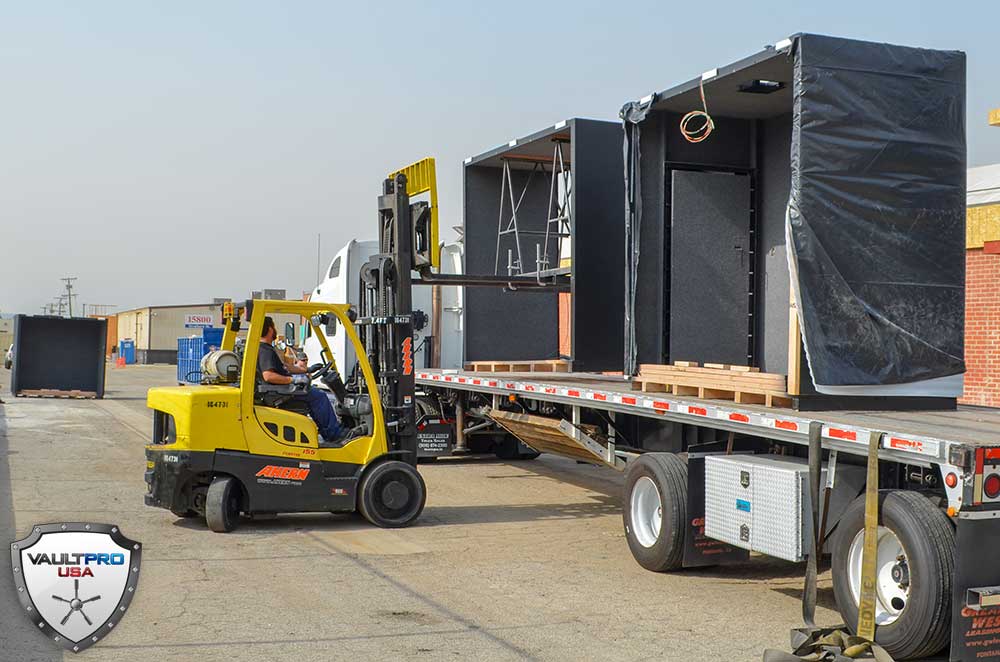 Modular Walk-In Vault Room Being Delivered to Customer.