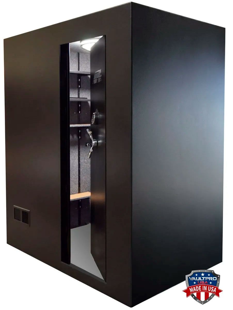 Walk in vault and shelter safe room in a closet. Modular design allows installation nearly anywhere.