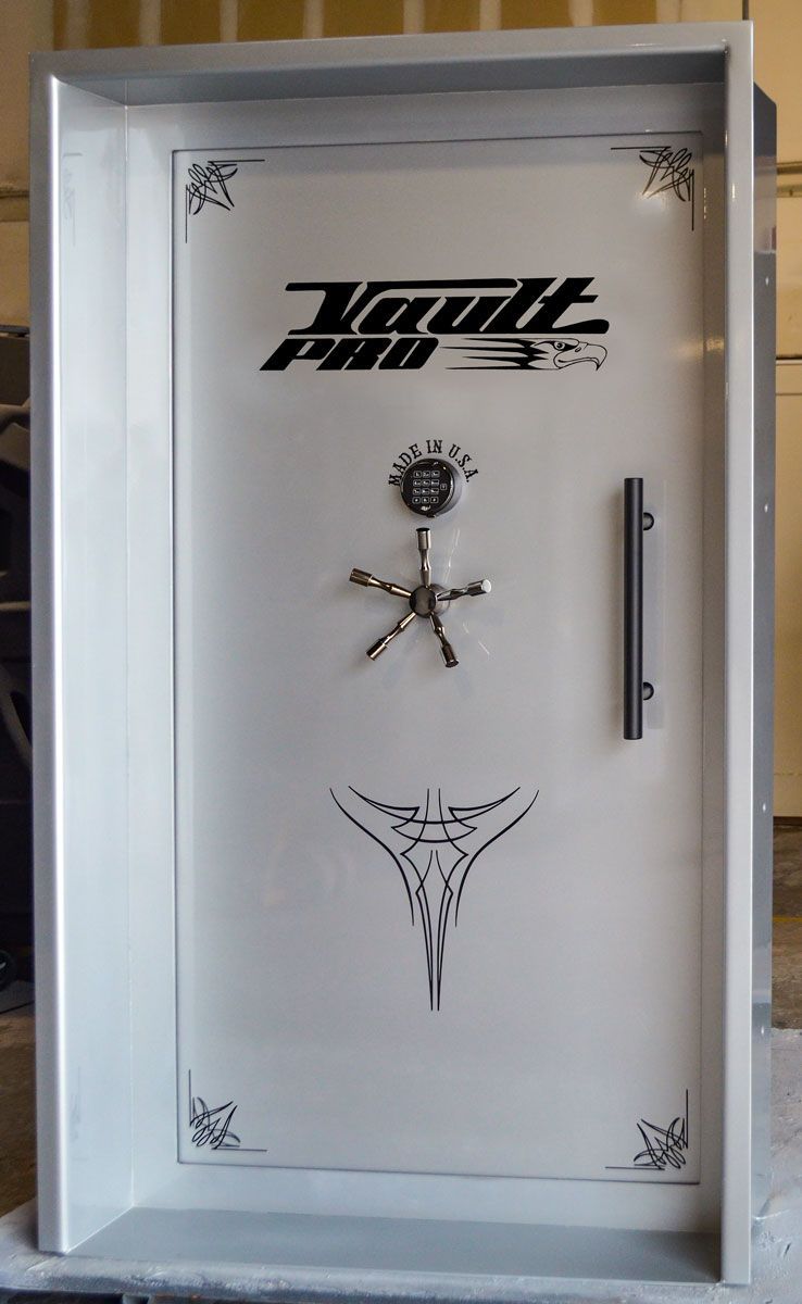 Image of Custom Elite model inswing vault door. 80x45 with custom 14in. depth frame. Finished in Silver Metallic gloss.