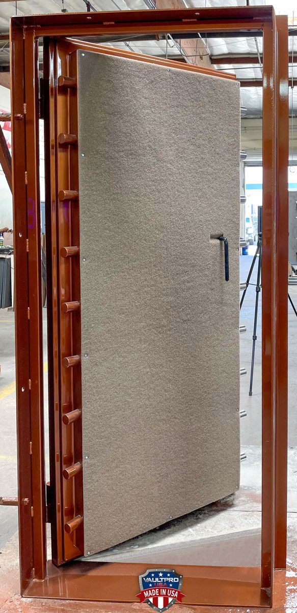 Elite model vault door in premium gloss dual stage Brownish-Orange metallic finish.