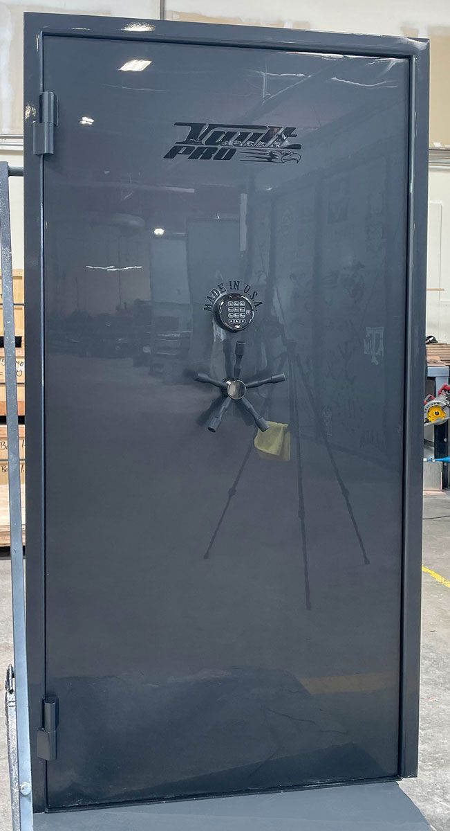 Elite series outswing model vault door with premium dual stage Anthracite gloss finish.