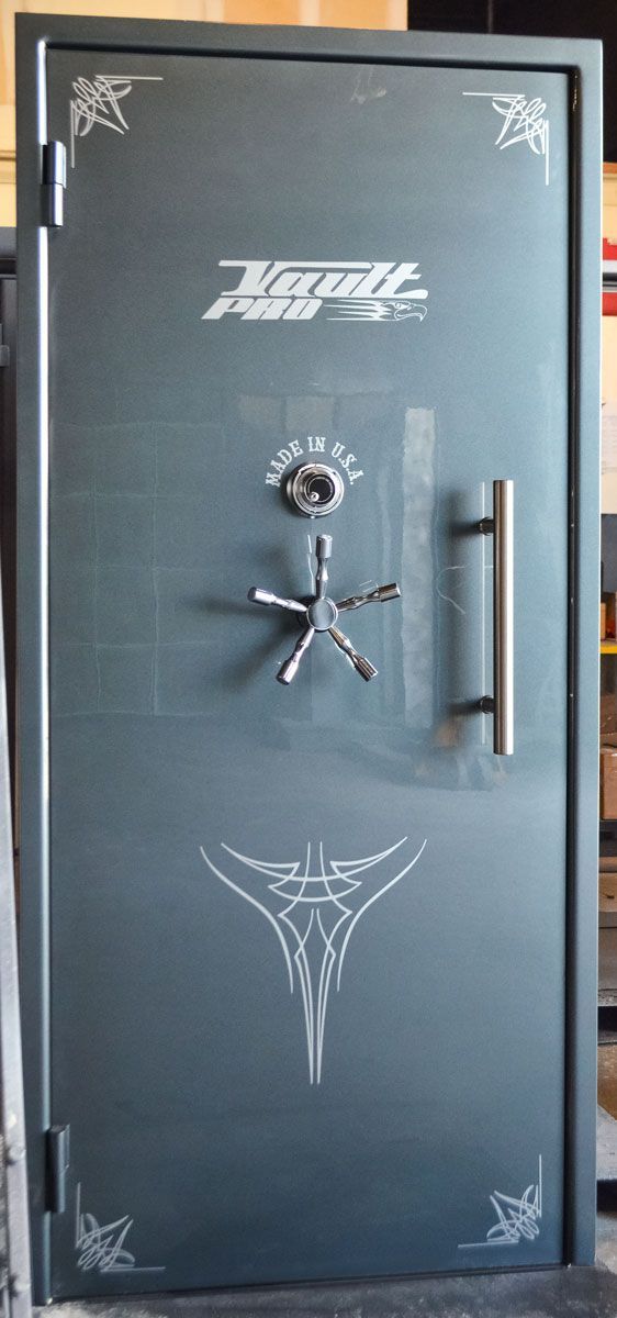 Executive model 80x35 in. vault door finished in optional custom gloss Anthracite gray