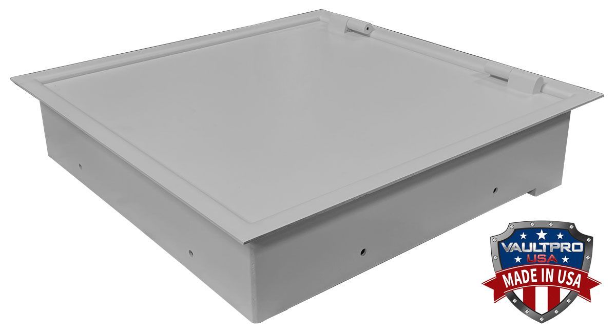 Image of Floor Hatch with door closed. Floor hatch made in America by Vault Pro USA
