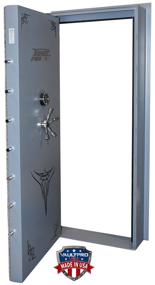 Vault door with in-swing option for storm shelters prevents blockage from debris