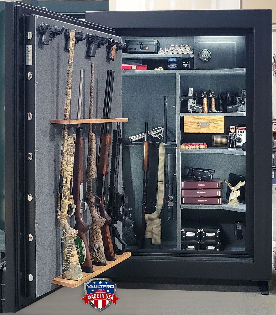Custom safe interior for long guns and handgun storage