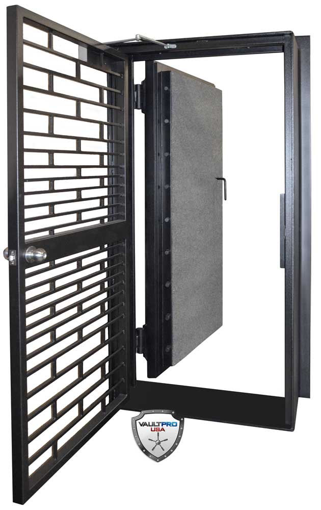 large heavy duty vault door with day gate for secure pass through