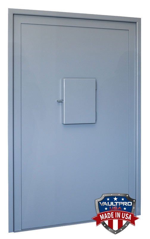 Lock and Handle Cover on vault door of safe room shelter