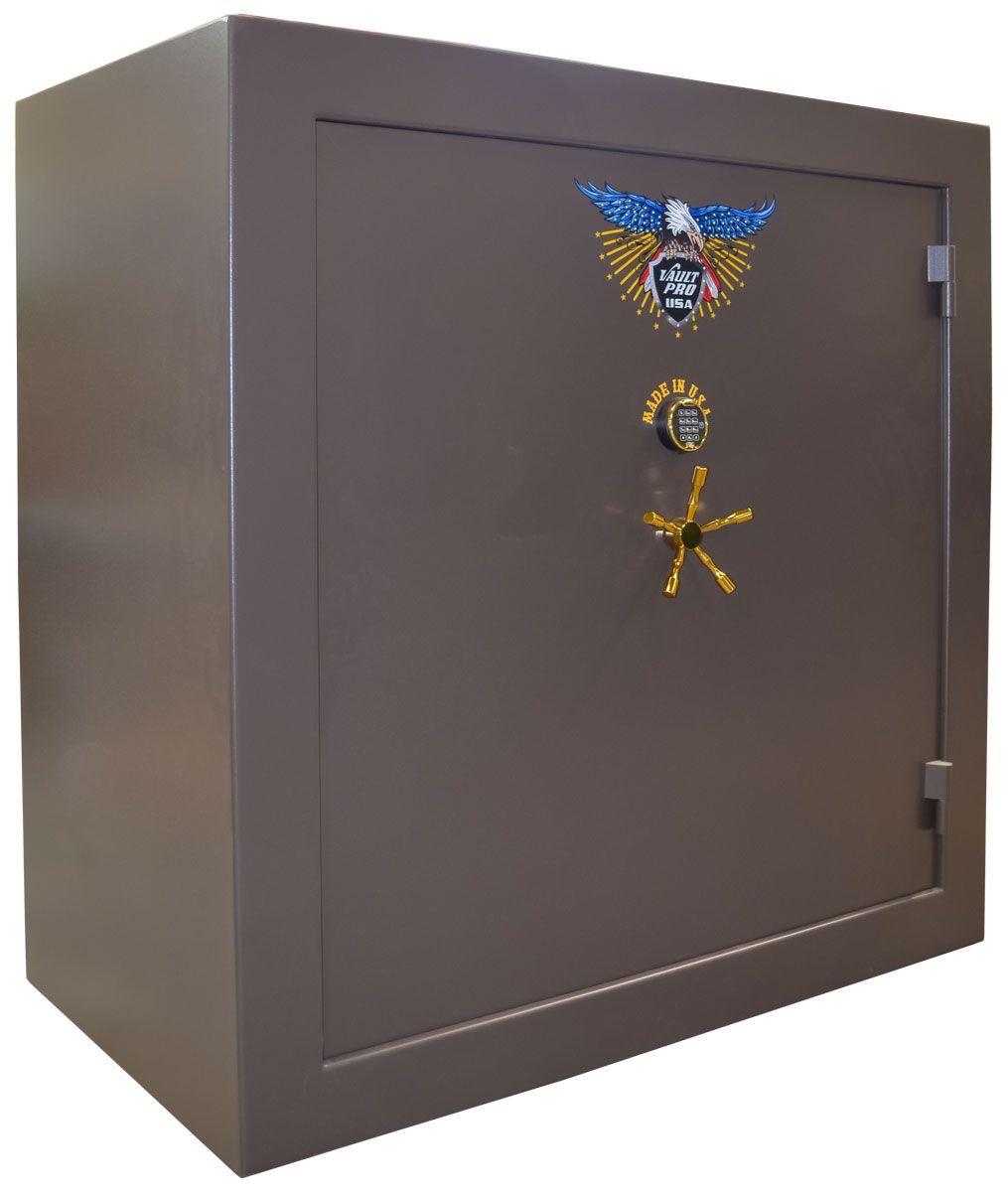100 gun safe in brown finish. Made by Vault Pro USA
