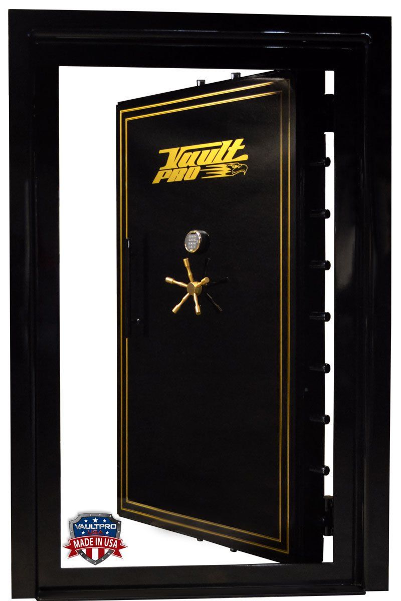 Very large inswing vault door with custom gloss black finish made in USA