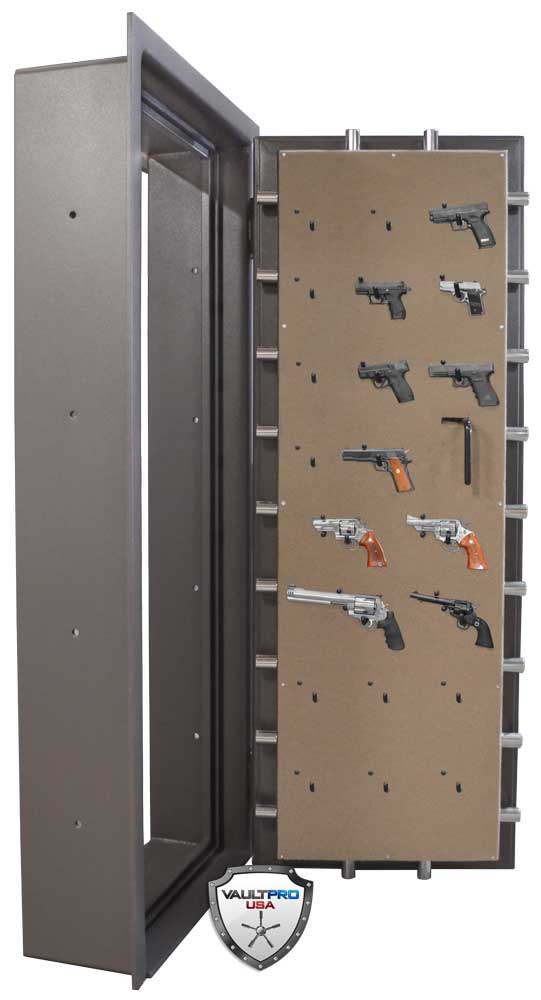 pistol backs for vault doors hold handguns securely