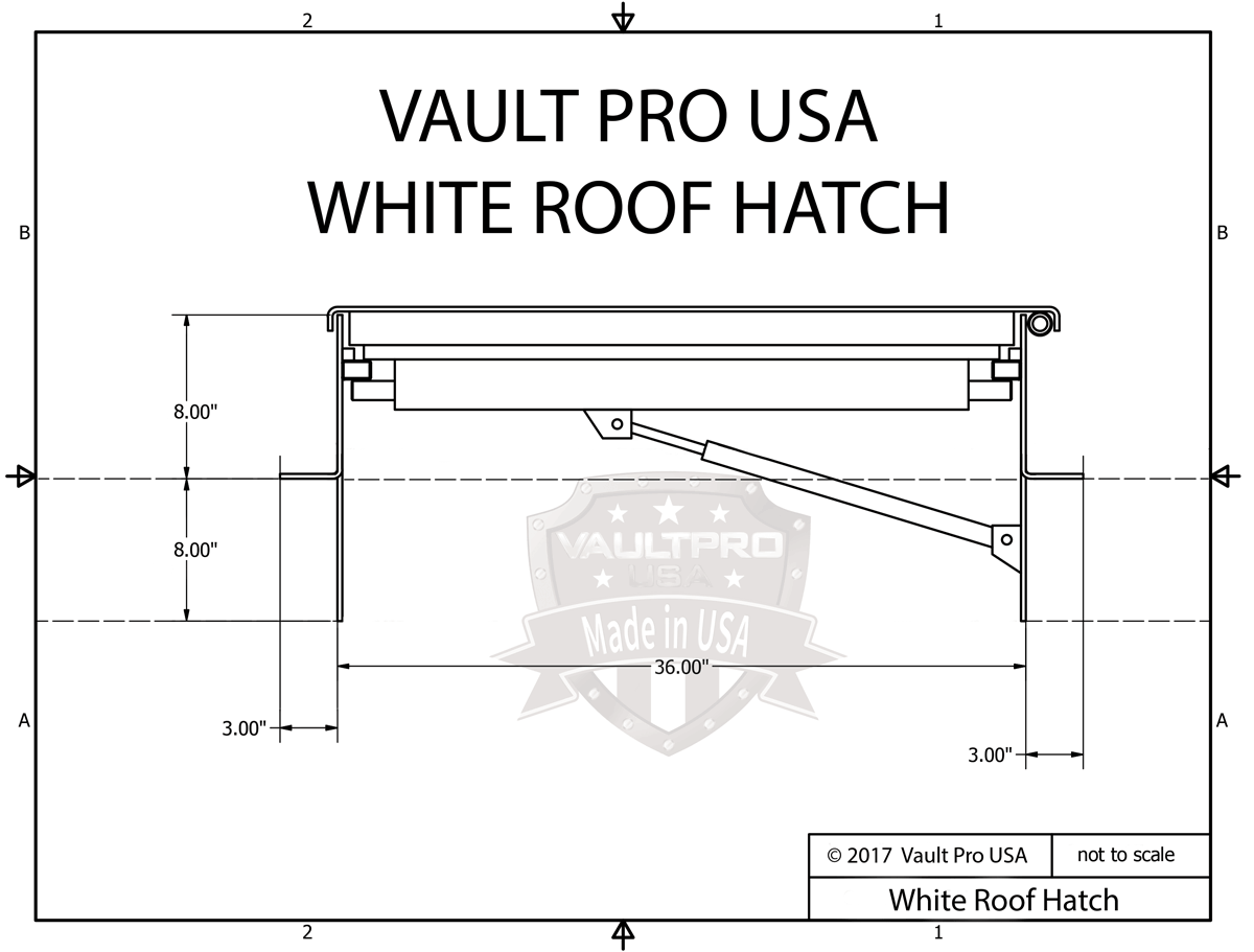 Diagram of Roof Hatch Schematic. Roof hatches made in America by Vault Pro USA. Please call for custom sizes