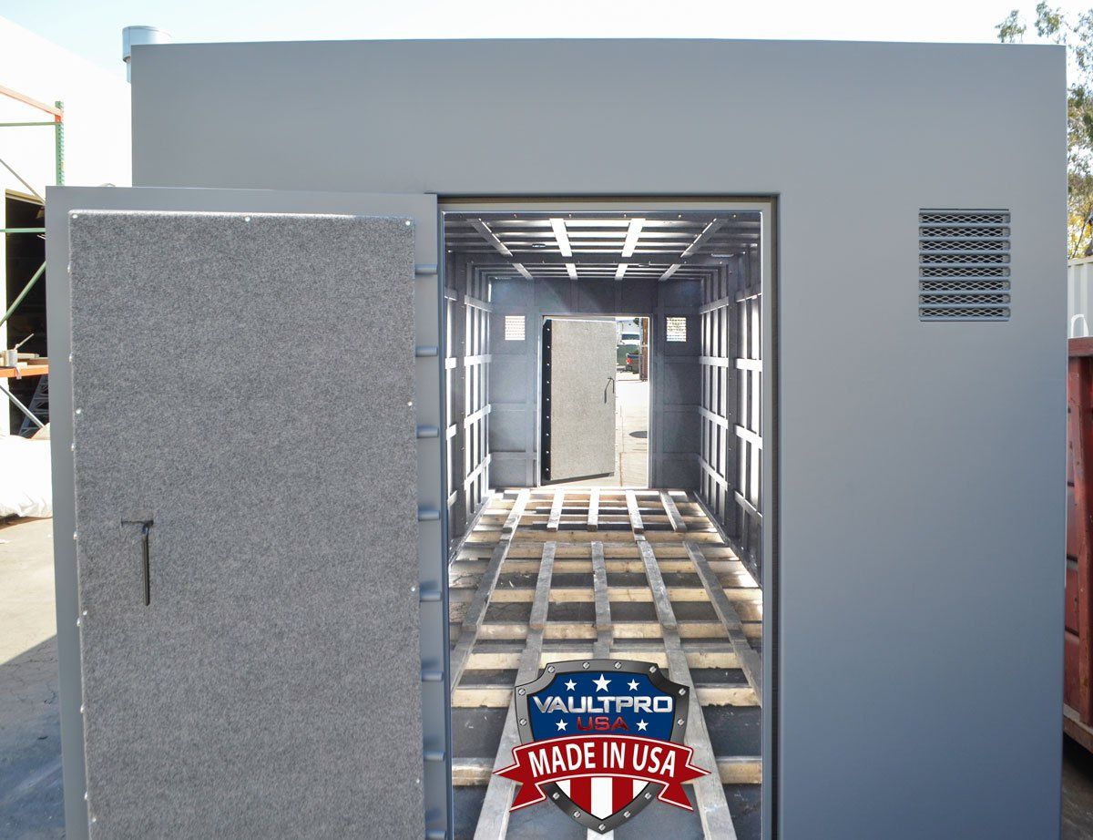 Walk in safe room shelter with dual entry doors high security