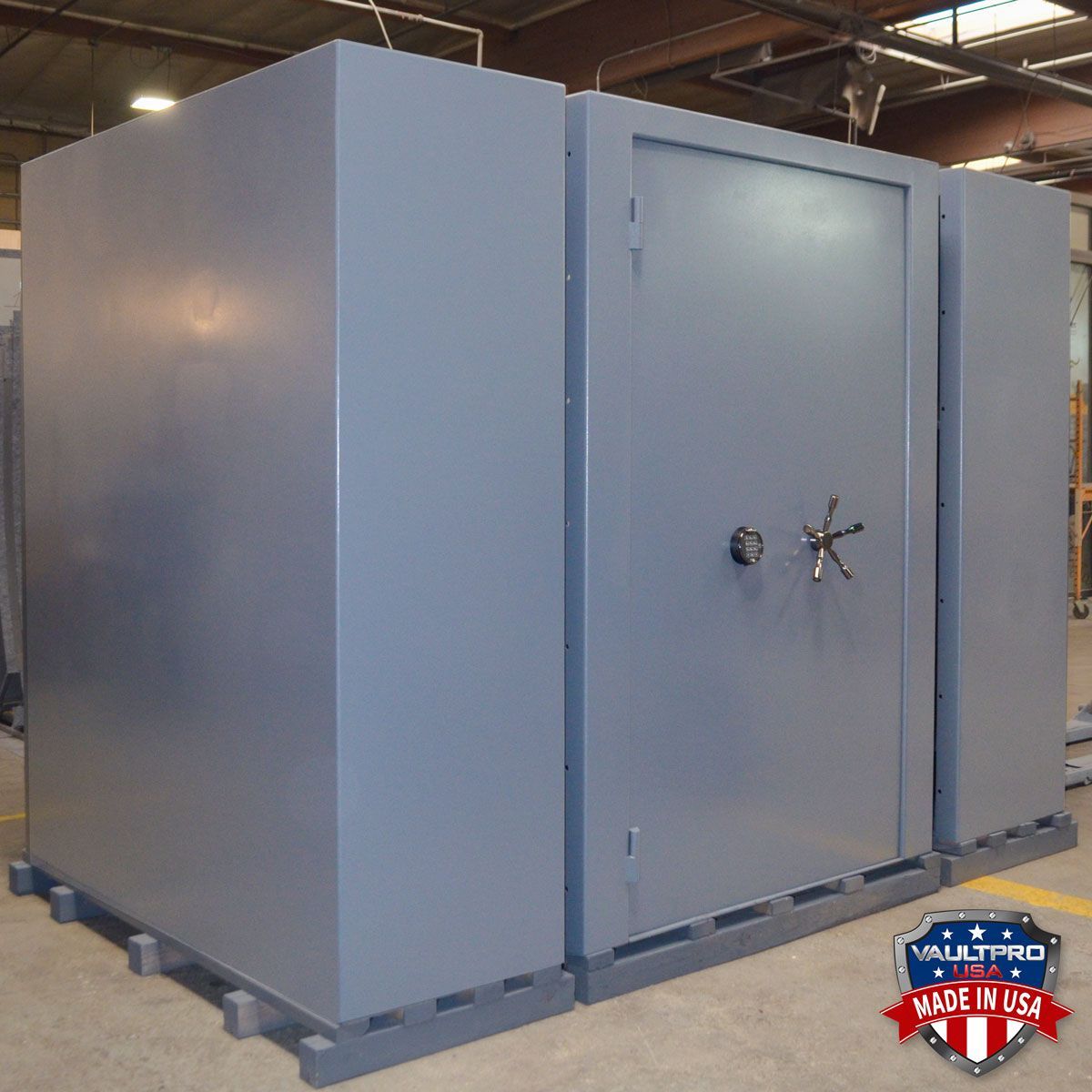 3-piece modular walk-in vault room with ADA compliant vault door with low profile handle and lock.