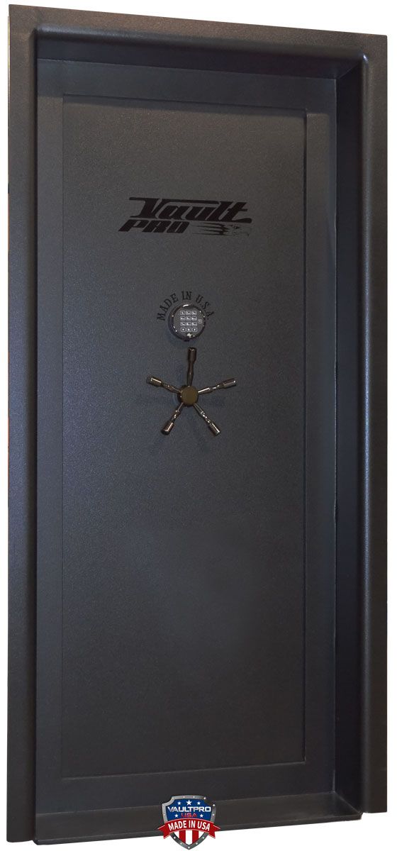 A black vault door with the word army on it