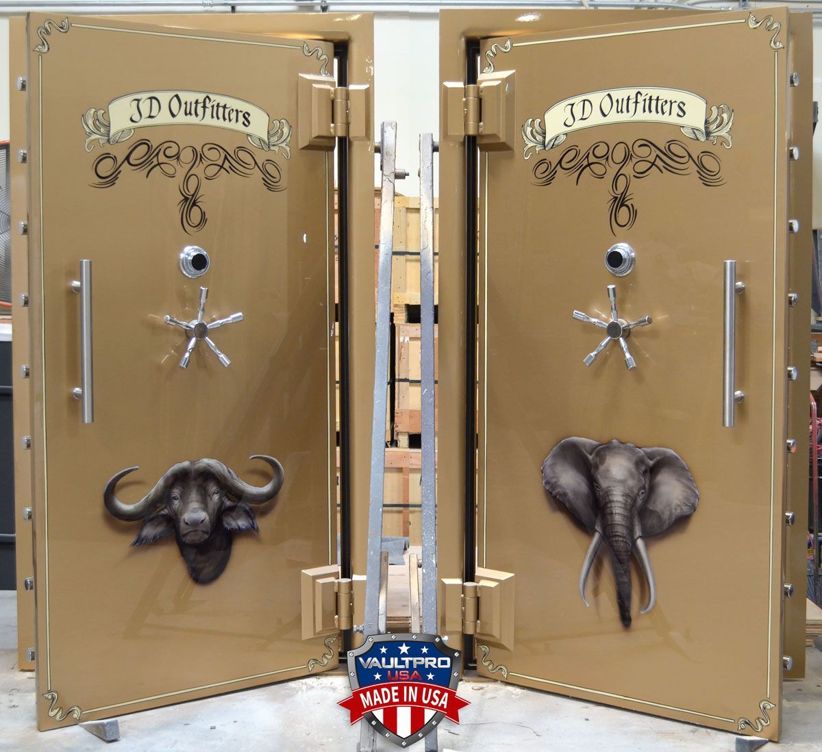 Vault doors with custom paint, art and pinstripe