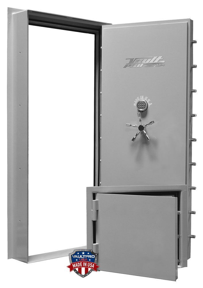 vault door and emergency escape hatch provide additional egress for safe room shelters