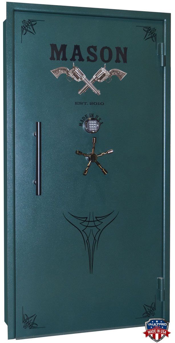 Vault door with custom art crossed colt pistols made in USA