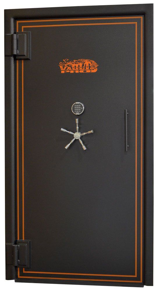 Titan Vault Door with Double Pinstripe, custom logo and pull handle.