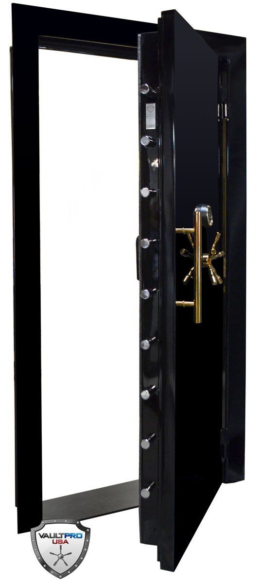 heavy duty vault door with high gloss black finish