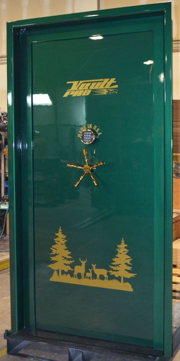 In-swing Professional model vault door finished in gloss Meadow Green.