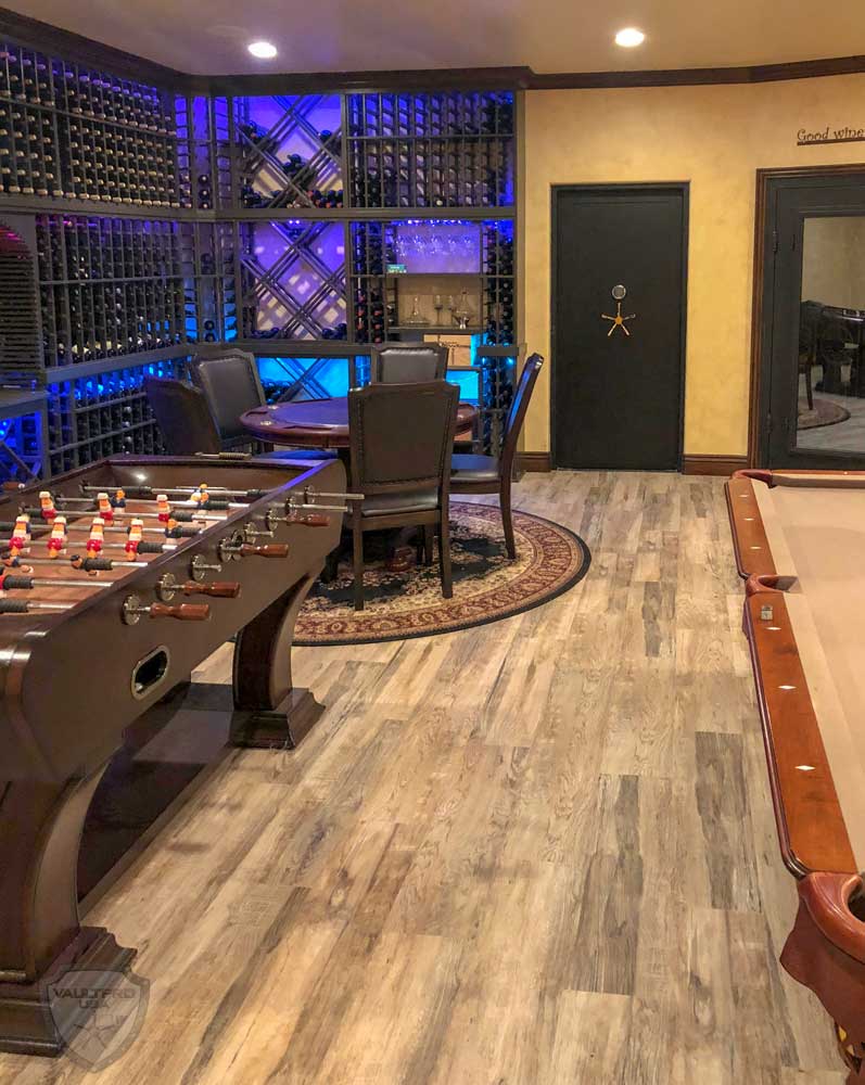 custom vault door leads to walk in vault from game room