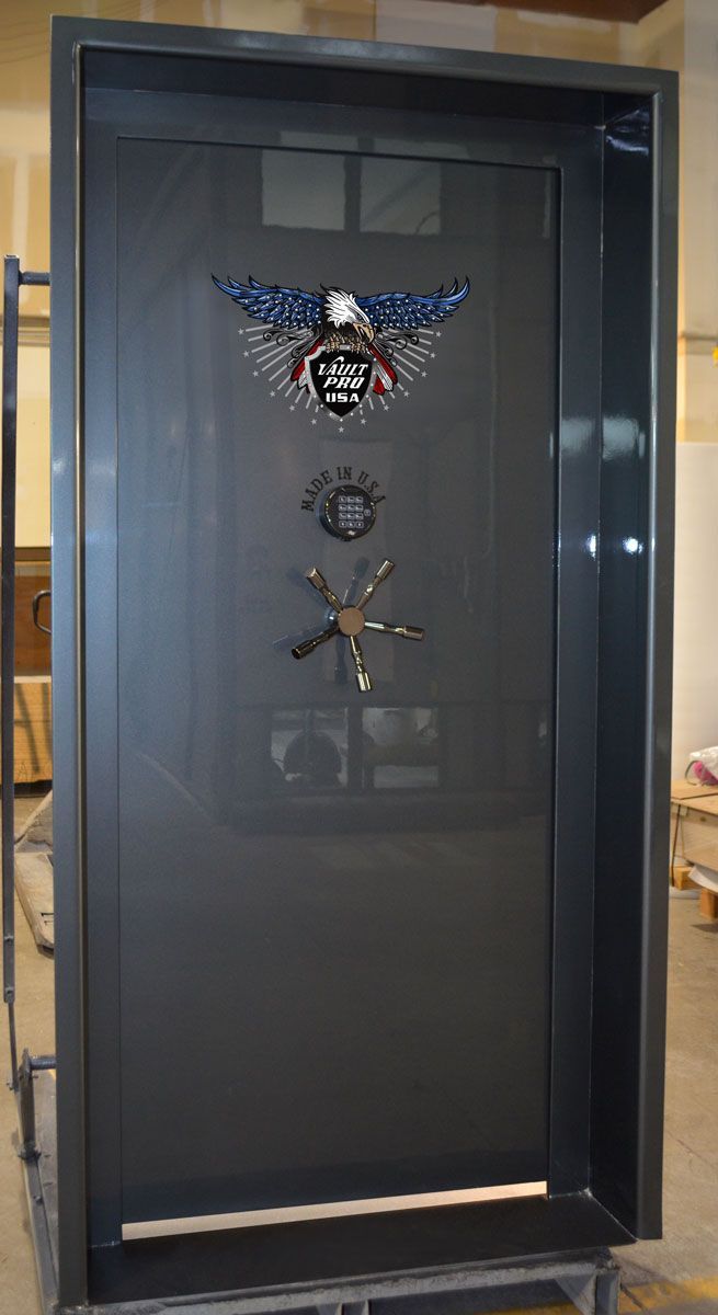 In-Swing Vault Door finished in custom Anthracite gloss gray.