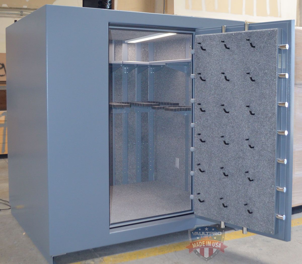 This very large gun safe is built like a vault.