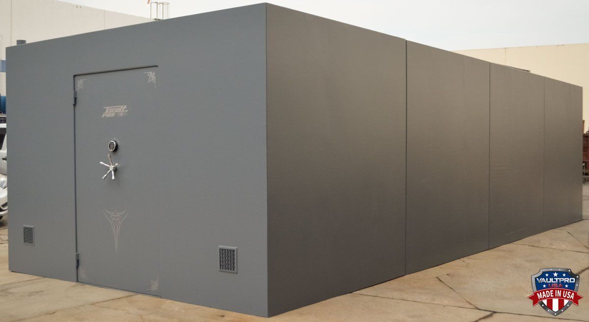 Walk in safe room shelter with dual entry doors high security