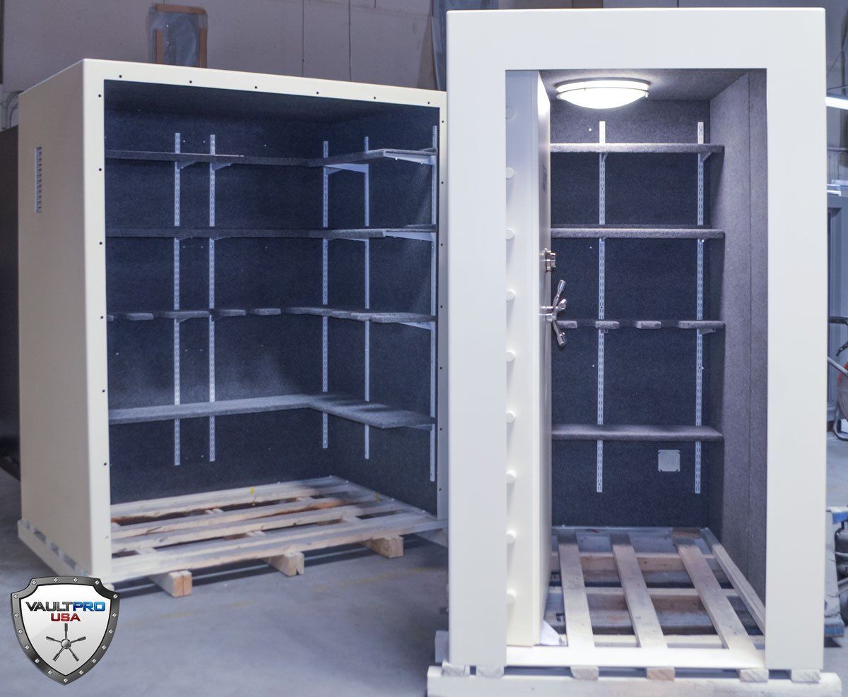 modular walk in shelter safe room with lighting and electrical