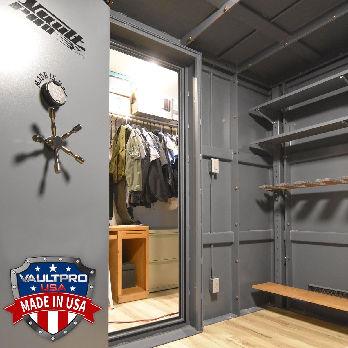 walk-in gun vault in a closet,