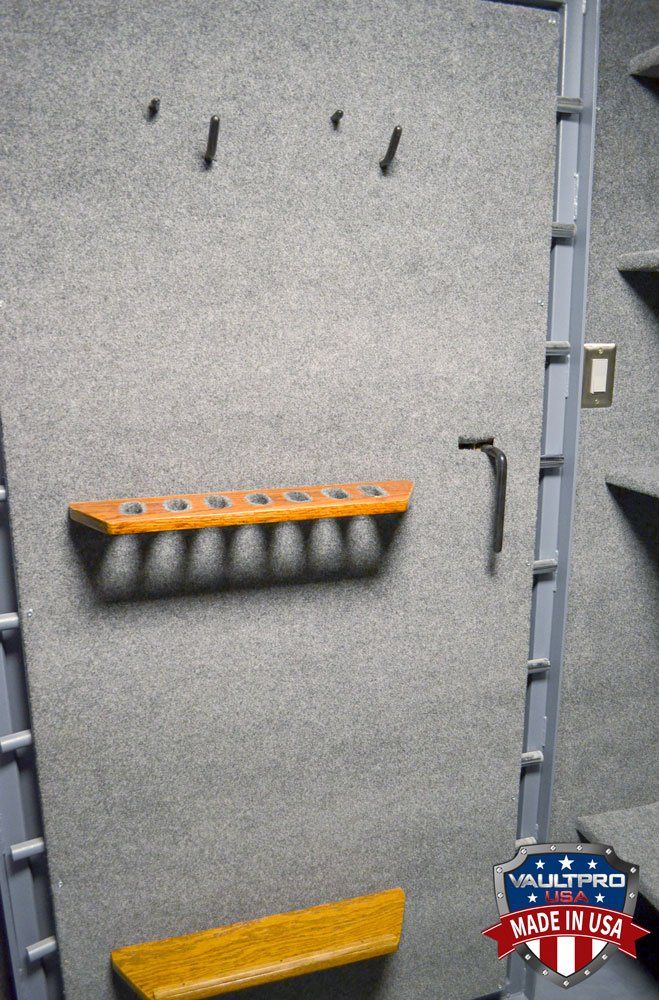 Walk-in Vault Room door back rifle and shotgun mount and pistol holders