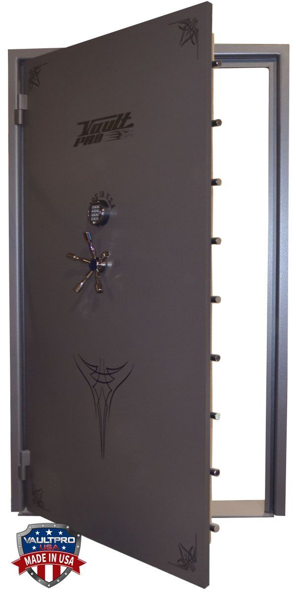 Heavy duty vault door with low ADA compatible threshold. USA made vault door.