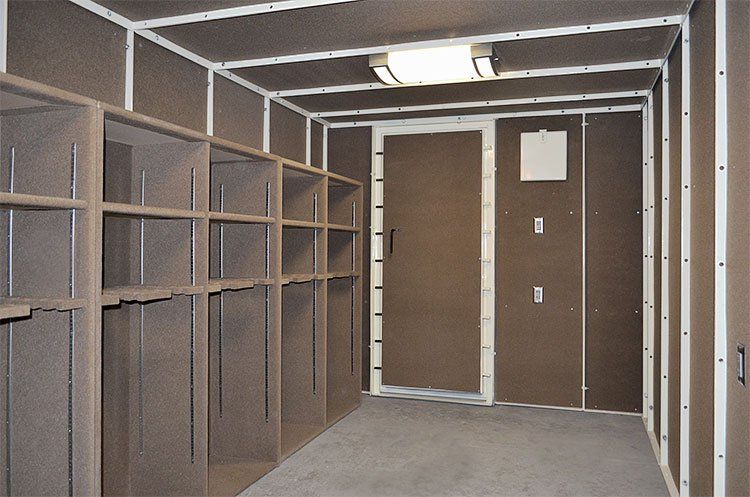 Modular Shelter Safe Room with In-Swing Door option and Internal Release.
