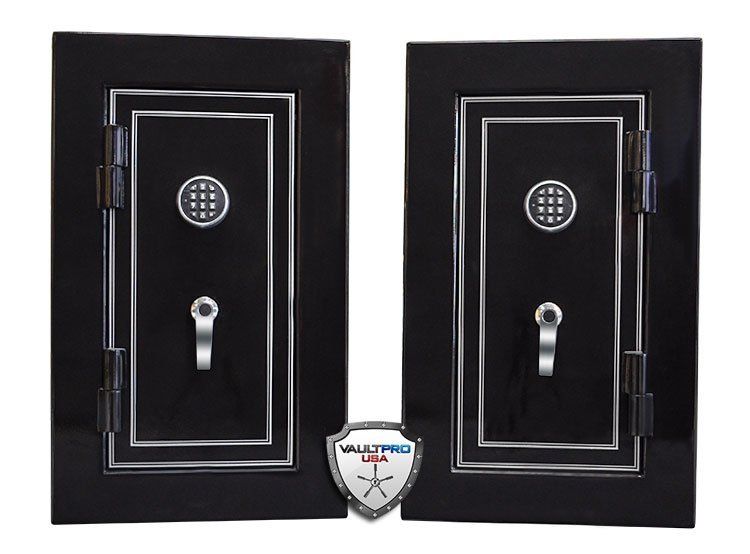 Twin Bookend Safes with Doors that open opposite each other.