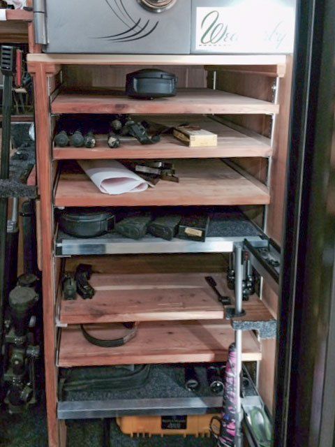 Custom safe with wood finish interior.