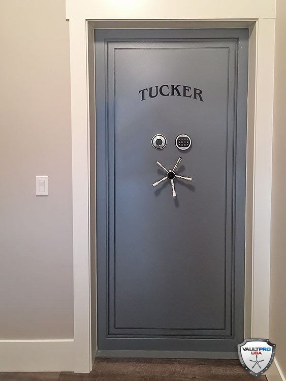 Elite vault door tastefully installed in home. Adds value to your property.