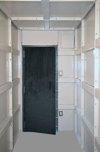 modular shelter interior with steel ribs air vent and vault door