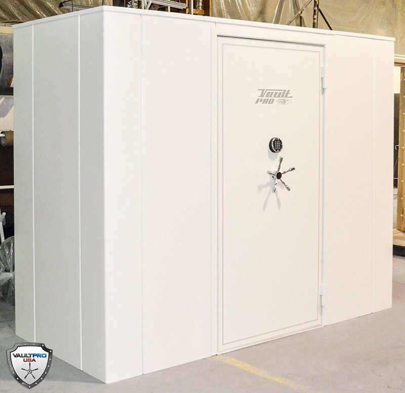 Custom modular walk in gun room designed for hidden location.