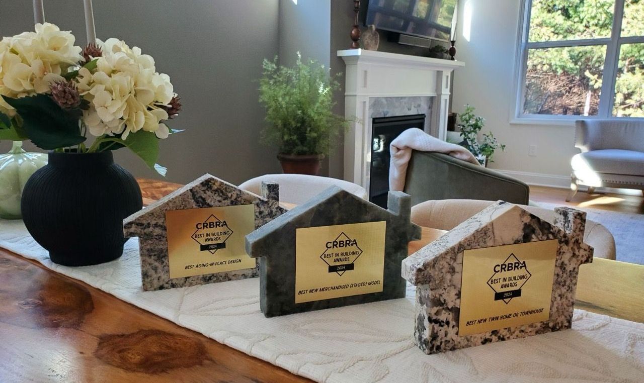 2024 Best In Building Awards on table in award-winning Cypress Twin Home