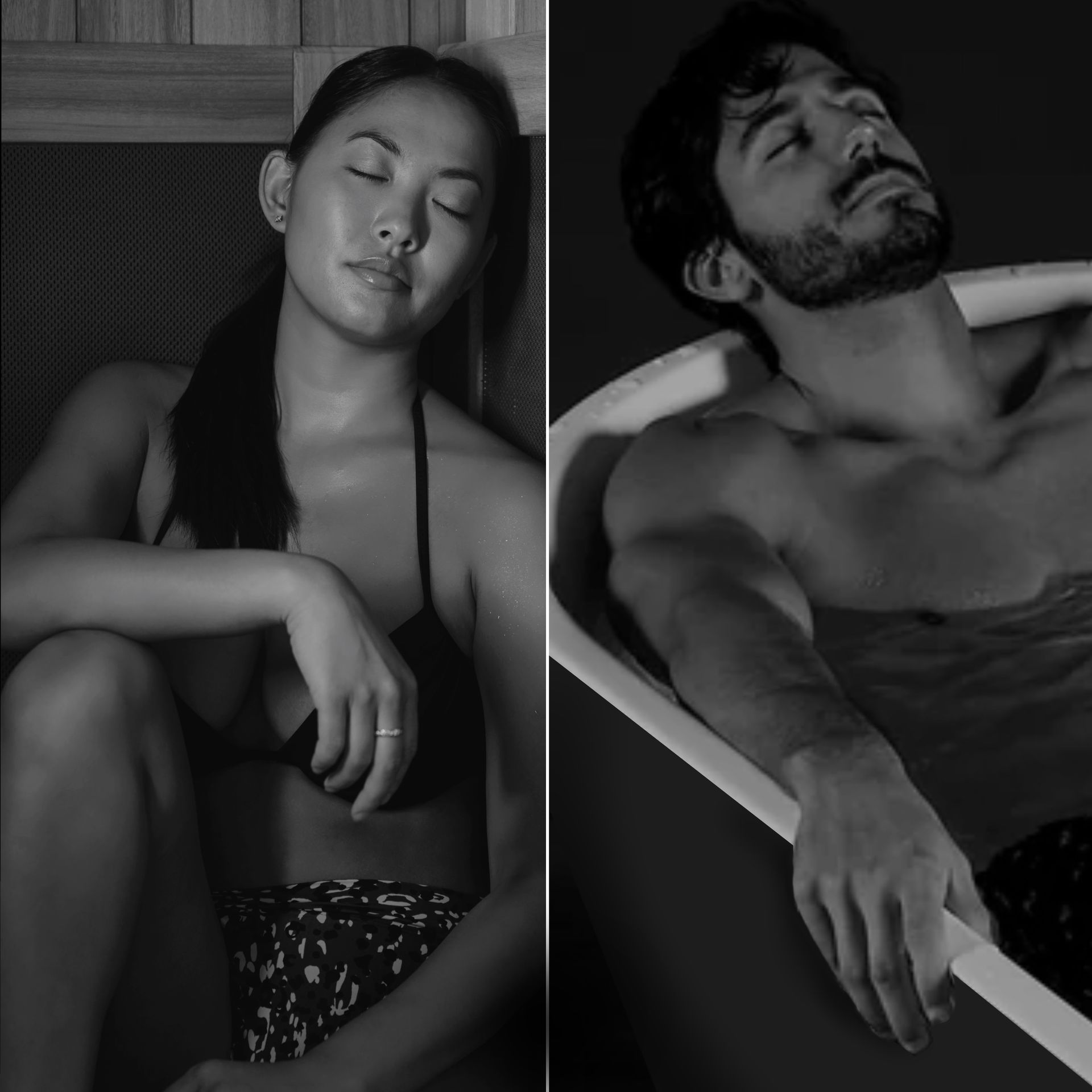 A potted plant is sitting on a wooden stool next to a hook with towels hanging from it.