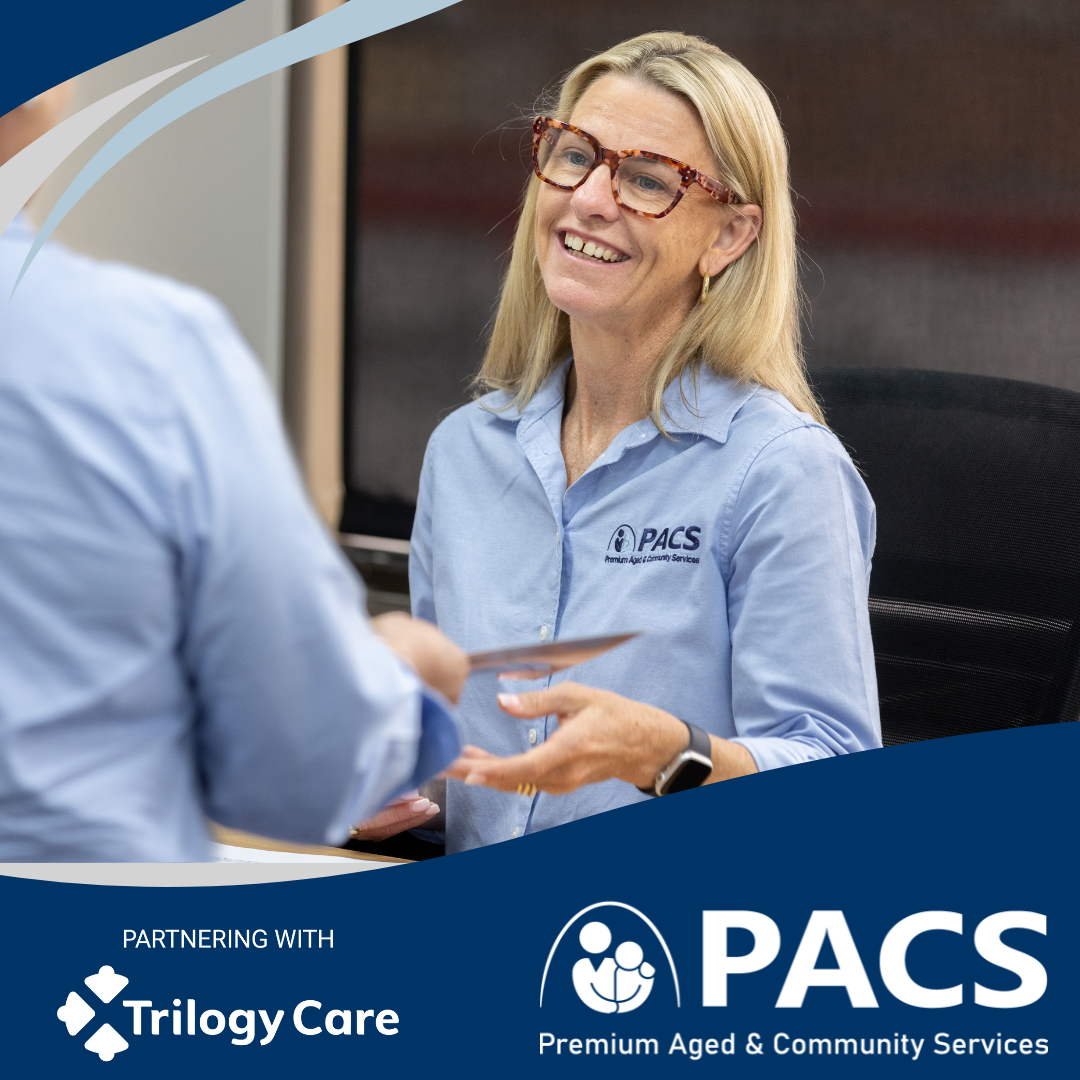 Smiling Woman in Blue Shirt — Premium Aged & Community Services In Tamworth, NSW